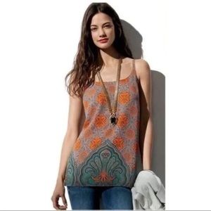 CABI‎ Arabesque Paisley Spaghetti Straps Cami Tank Top